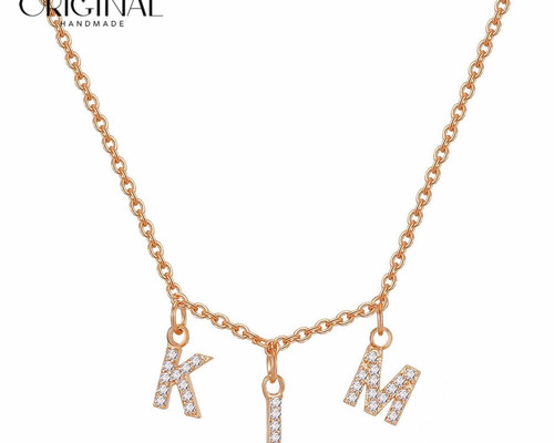 名入れ♡ガール キラキラ イニシャル ネックレス シルバー ロープ ハンドメイド 名入れ♡ガール キラキラ イニシャル ネックレス シルバー ロープ