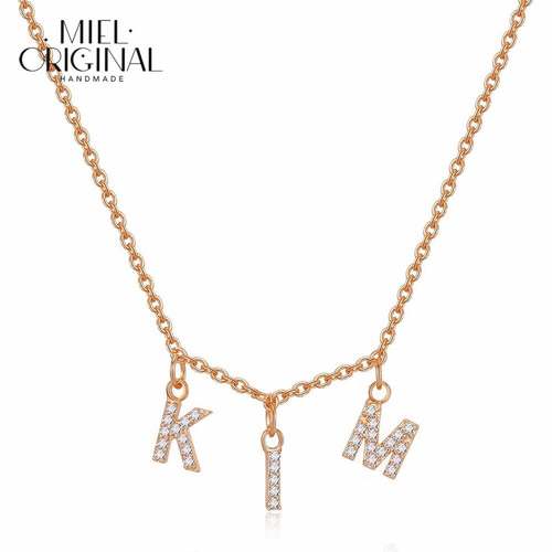 名入れ✨ジルコン カスタムネックレス イニシャル チャーム キラキラ