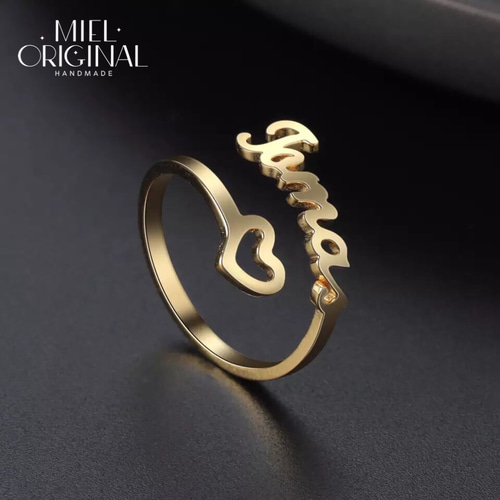 名入れ 二箇所文字入れ 中抜きハート オリジナル シンプル カスタム