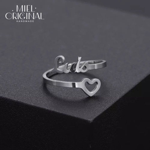 名入れ 二箇所文字入れ 中抜きハート オリジナル シンプル カスタム