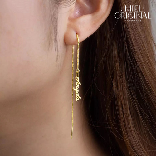 名入れ✨シンプル ぶら下がり イニシャル カスタムピアス ネームピアス