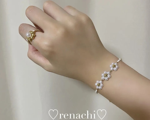 韓国で大人気♡* ビーズブレスレット&リング ビーズバングル 0_4080da0ebc6e6abffc9c69e61a4b
