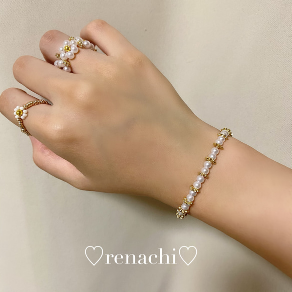 韓国で大人気♡* ビーズブレスレット&リング ビーズバングル