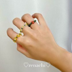 韓国アクセサリー ビーズアクセサリー リング ブレスレット 3点セット