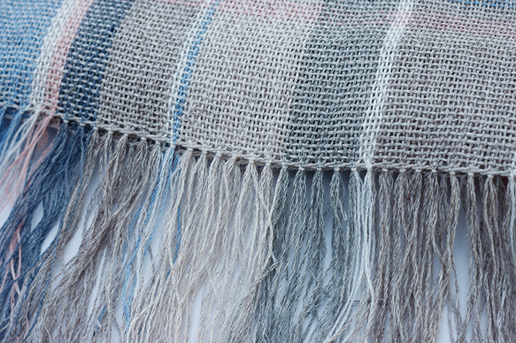 リネンの手織りストール　スプリングエクリュ 8枚目の画像
