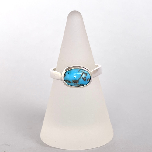 天然石ターコイズ オーバルカボションカット シルバー925 12号〈送料