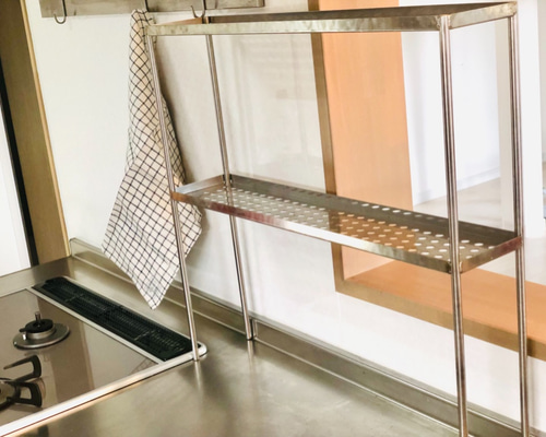 【たけさん専用】キッチンラック ステンレスシェルフ 2台 ベストコ ステンレス つっぱりキッチンラック 2段 伸縮棚 NY
