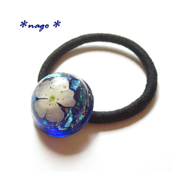 夜桜風＊美女桜の押し花レジンヘアゴム ヘアゴム 押し花雑貨