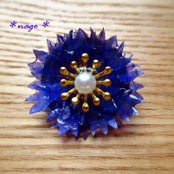 選べるカラー】矢車菊の押し花レジンブローチ ブローチ 押し花雑貨
