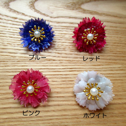 選べるカラー】矢車菊の押し花レジンブローチ ブローチ 押し花雑貨