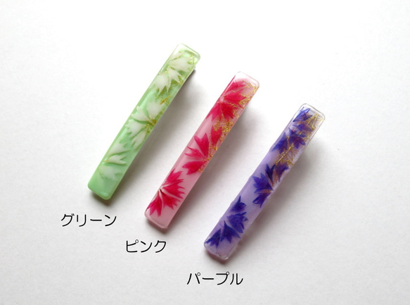 【選べるカラー】矢車菊の押し花スリムヘアクリップ 2枚目の画像