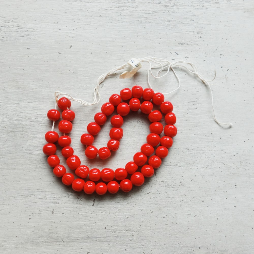 日本製 1950s バロックガラスビーズ ”チェリーブランド” レッド 7～7.5