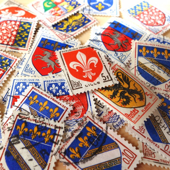 フランス ヴィンテージ 1960s 使用済み切手(古切手) 10枚セット 1枚目の画像