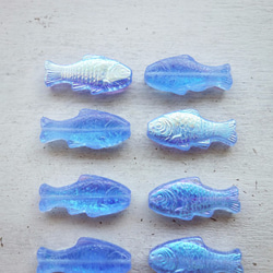 チェコビーズ 魚のビーズ 片面ABコーティング ブルー 24x11mm (2個) 2枚目の画像