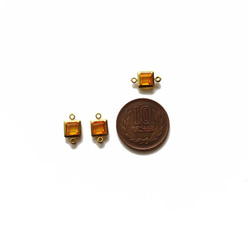 ヴィンテージ 真鍮&ルーサイト コネクター スクエア オレンジ 7.5mm (3個) 5枚目の画像