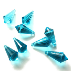 ドイツ製 1980s ダイヤモンド ドロップビーズ ブルー 23×11mm (4個) 2枚目の画像