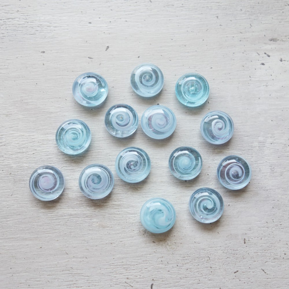 1960s　ジョン・オーワー・レイク　エケナスガラス 日本製 1960s チェリーブランド ライトブルー ガラスカボション