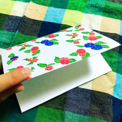 Creema限定【ナミラボ】ベリー＆Xmasヒイラギの和紙メッセージカード&ポストカード 5枚目の画像