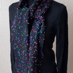カラフルなポチポチが可愛い手織りマフラー　WM0336 4枚目の画像