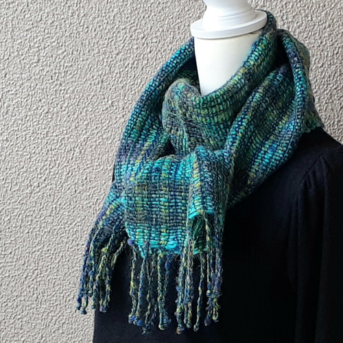 三角ショール 手編み ストール グリーン 爽やか ウール 【公式通販】