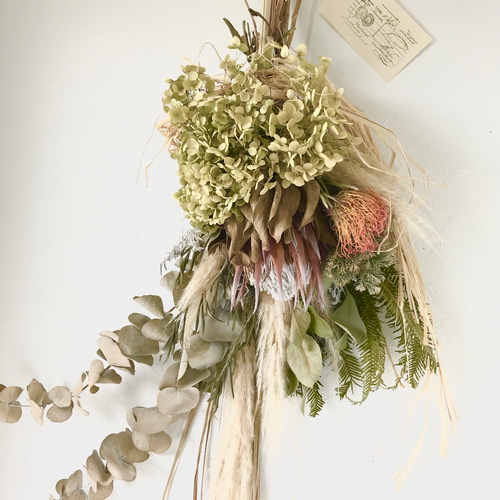 超大型ドライフラワー スワッグ100cm クリスマス スワッグ•ブーケ