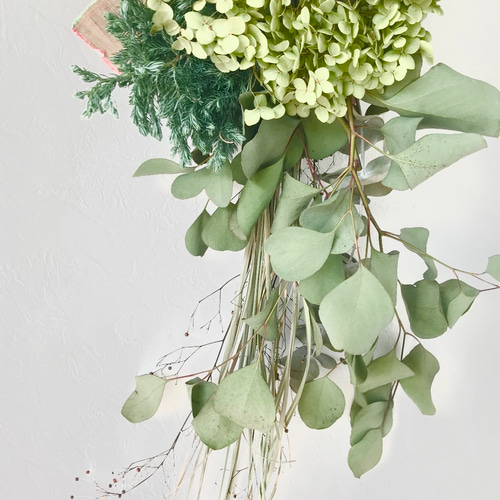 香り立つ無農薬 アナベルハーブスワッグ ユーカリ ポポラス 銀世界