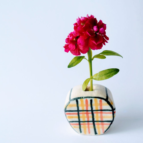 一輪挿し-丸ぺたチェック柄- 一輪挿し・花瓶・花器 JUNA POT