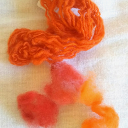手紡ぎ手織り 羊毛（ウール）マフラー オレンジ 10枚目の画像