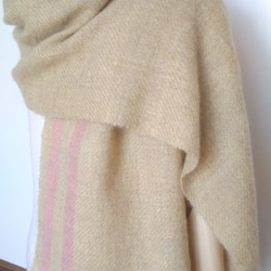 手紡ぎ手織りストール  ニュージーランドハーフブレッド 羊毛（ウール）１００％ 3枚目の画像