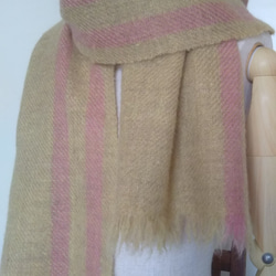 手紡ぎ手織りストール  ニュージーランドハーフブレッド 羊毛（ウール）１００％ 6枚目の画像