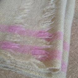 手紡ぎ手織りストール  ニュージーランドハーフブレッド 羊毛（ウール）１００％ 8枚目の画像