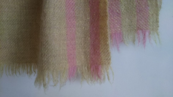 手紡ぎ手織りストール  ニュージーランドハーフブレッド 羊毛（ウール）１００％ 9枚目の画像