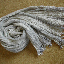 手紡ぎ 手織り 綿×羊毛(コットン×ウール) ストール うすグレー 8枚目の画像