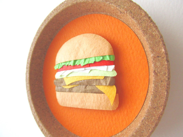 【マグネット】「ハンバーガー」のペーパーアート 2枚目の画像