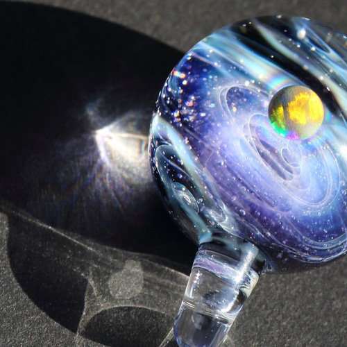 宇宙ガラスペンダント (22mm 螺旋状銀河） no.890 ネックレス