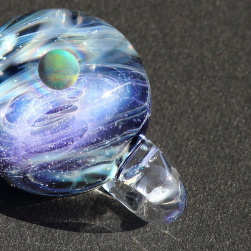 宇宙ガラスペンダント (22mm 螺旋状銀河） no.890 ネックレス