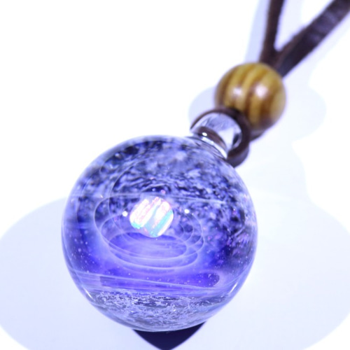 宇宙ガラスペンダント (25mm 螺旋状銀河） no.944 ネックレス