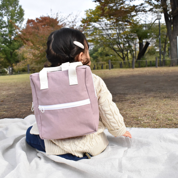 キッズリュック角形 ・smoky pink・ 1枚目の画像