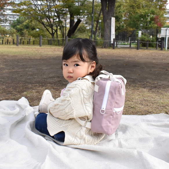 キッズリュック角形 ・smoky pink・ 2枚目の画像