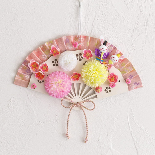 ひな祭りの花扇プレート飾り アートフラワー el flowers エル