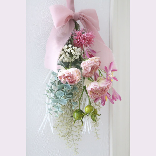 春ピンク》ラナンキュラスのスワッグ スワッグ el flowers エル