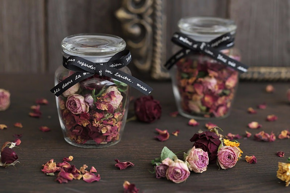 アンティークローズポプリ*ドライフラワー入りガラスキャニスター