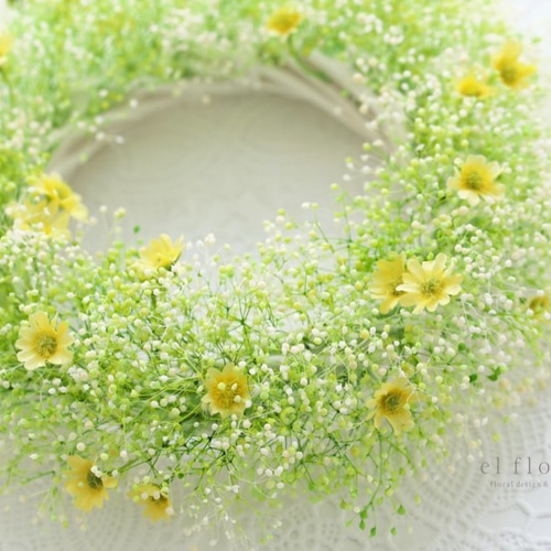 かすみ草とデージーのリース*グリーンホワイト リース el flowers エル