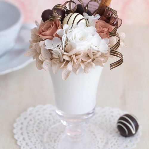 ショコラアレンジ*カフェオレ【フラワーバレンタイン】 プリザーブド