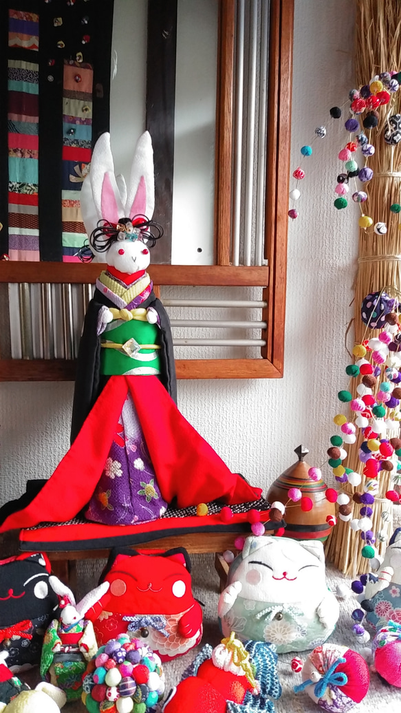 ひな祭り♪うさぎ和風着物人形♪ちりめん細工和風飾りインテリア ひな祭り♪うさぎ和風着物人形♪ちりめん細工和風飾りインテリア