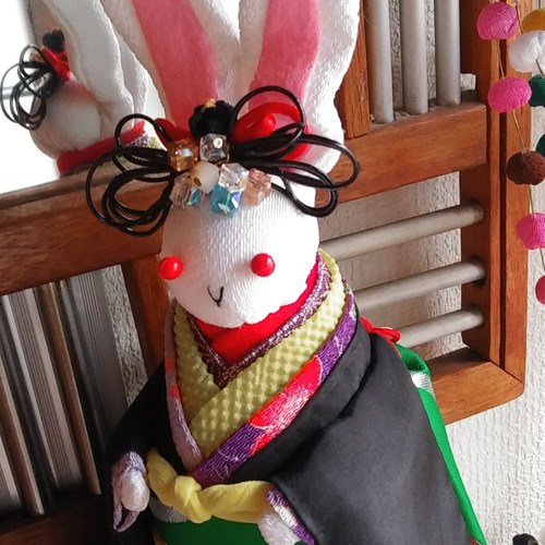 ひな祭り♪うさぎ和風着物人形♪ちりめん細工和風飾りインテリア干支