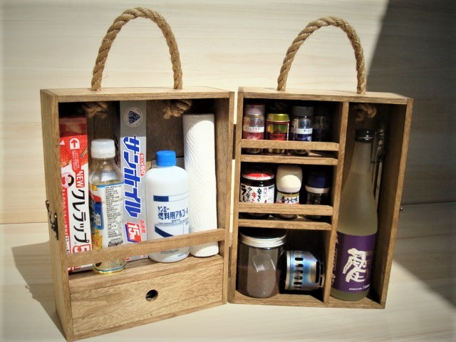 スパイスボックス　大　パイン　新品　ハンドメイド自作桐受注生産DIYワックス仕上げ