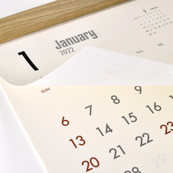 カレンダー 2024・木製壁掛けカレンダー（SQ／オーク） 6枚目の画像
