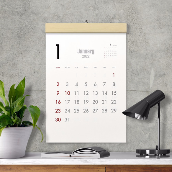 カレンダー 2024・木製壁掛けカレンダー（A3／メープル） 3枚目の画像