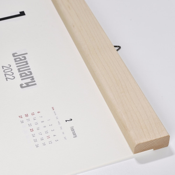 カレンダー 2024・木製壁掛けカレンダー（A3／メープル） 5枚目の画像